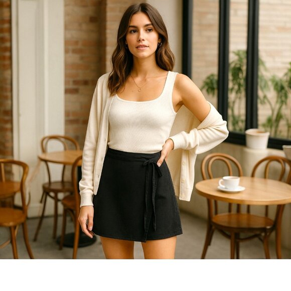 Roxy Dresses & Skirts - ROXY Black Mini Skirt Size 7 – Boho Beach Vibe | Soft Cotton Hip Tie Wrap Style